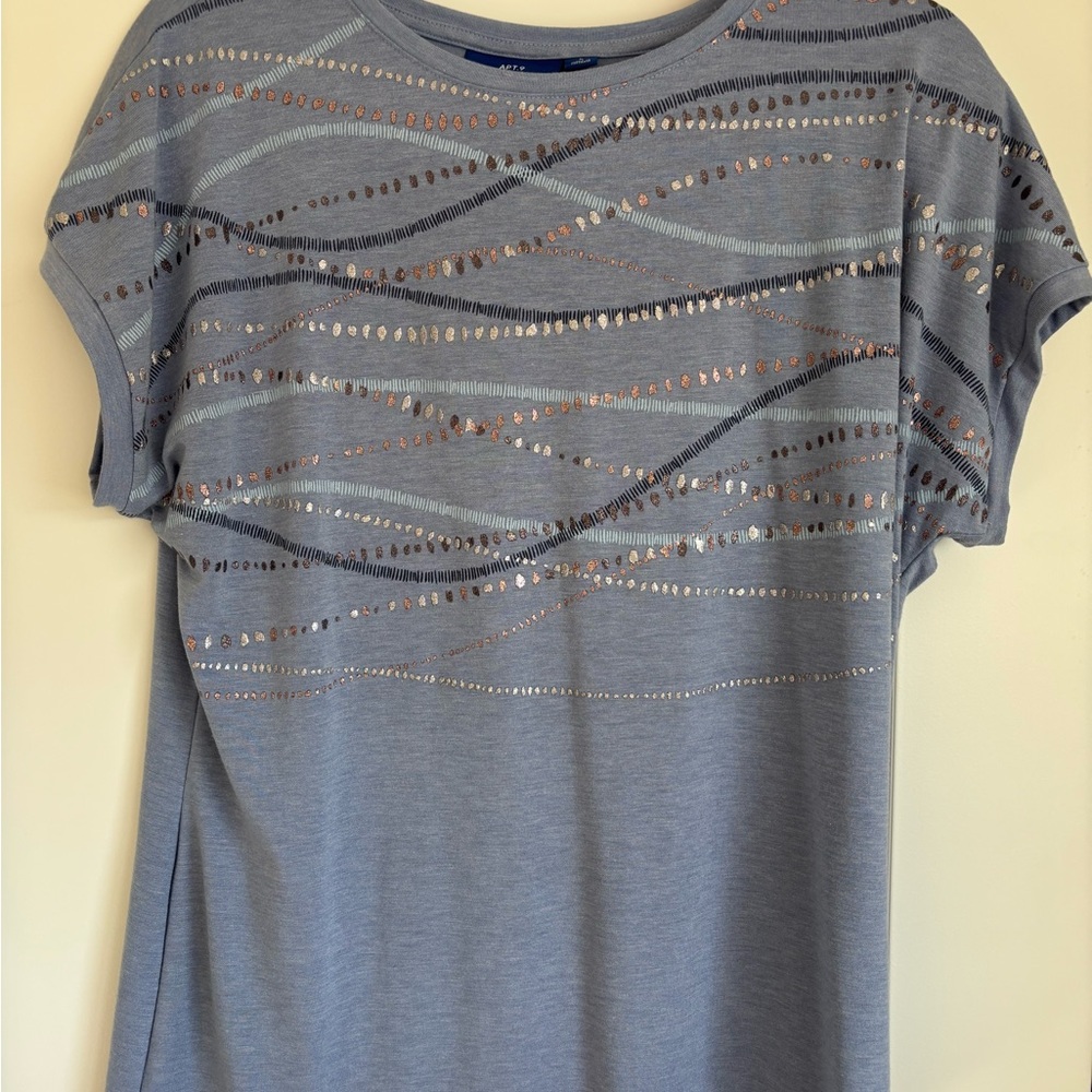 Apt. 9 Blue Short Sleeve Tee with Silver Accents